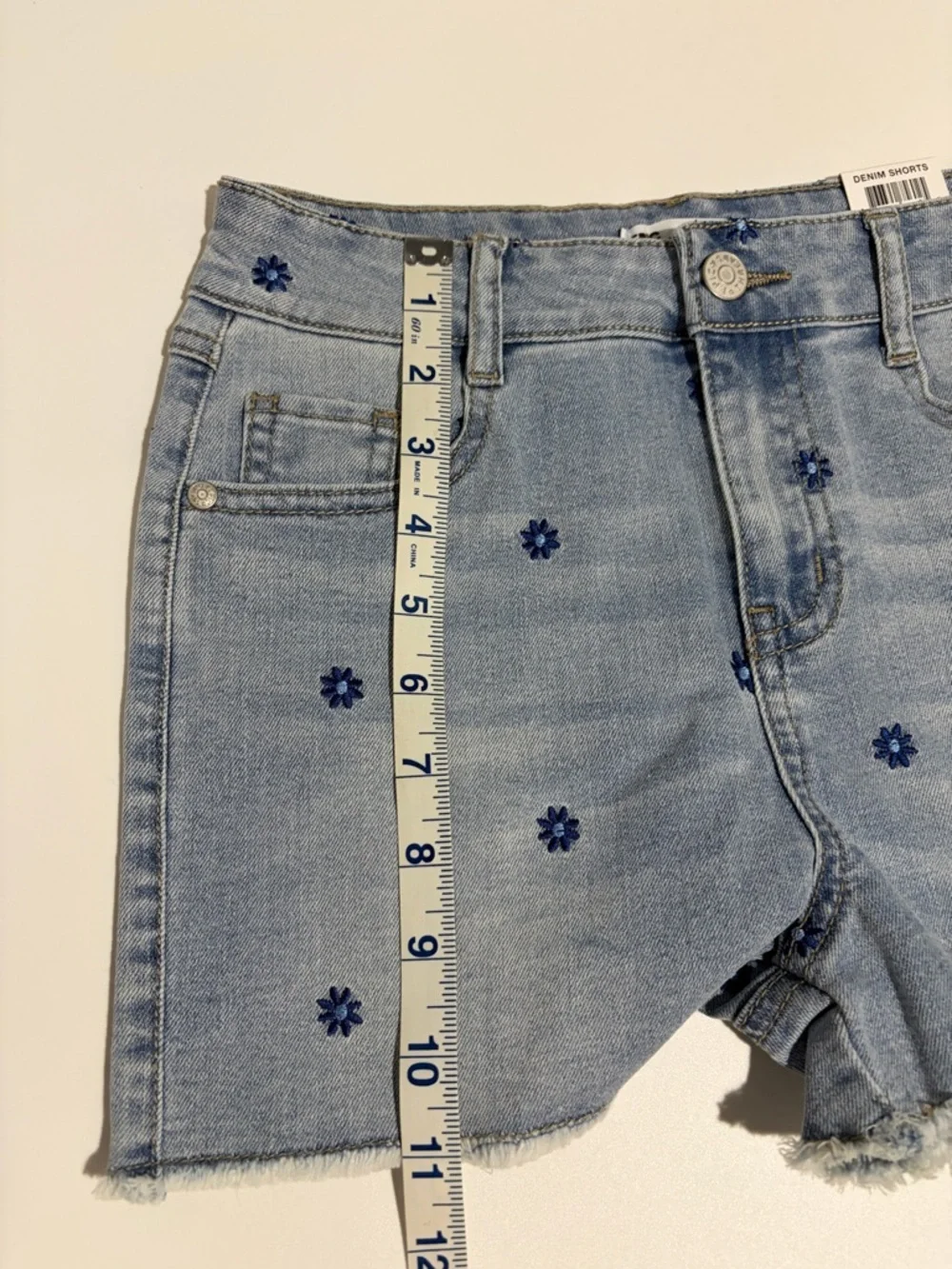Epic Threads Light‎ Blue Denim Shorts with Blue Floral Accents
